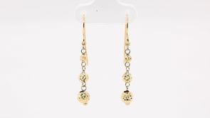 Diamond Cut Graduated Ball Dangle Earrings in 14K Yellow Gold front view
