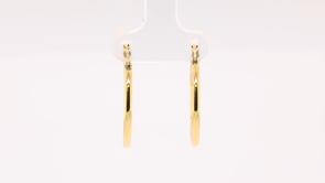 2x25mm Polished Hoop Earrings in 14K Yellow Gold close-up detail