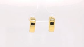 Shiny Huggie Hoop Earrings in 10K Yellow Gold side profile