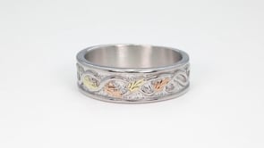 Black Hills Gold Twisted Vine & Leaf Wedding Ring in Sterling Silver close-up detail