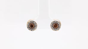 Le Vian Chocolatier 3/4 ct. tw. Chocolate & Vanilla Diamond Halo Earrings in 14K Honey Gold front view