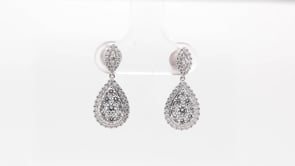 Adamante 1 ct. tw. Lab-Grown Pear-Shaped Diamond Cluster Drop Earrings in 14K White Gold front view