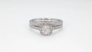 Natural 1-1/4 ct. tw. Cushion Diamond Halo Wedding Set in 14K White Gold side profile (2)