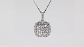 Fairytale Diamonds 1-5/8 ct. tw. Diamond Cluster Cushion-Shape Pendant in 14K White Gold front view