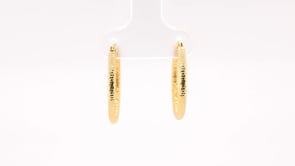 2X20mm Diamond Cut Hoop Earrings in 14K Yellow Gold close-up detail