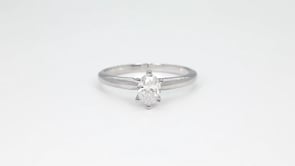 Natural 1/2 ct. tw. Oval Diamond Solitaire Diamond Engagement Ring in 14K White Gold close-up detail