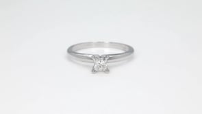 1/3 ct. tw. AAA Quality Princess Cut Diamond Solitaire Engagement Ring in 14K White Gold close-up detail