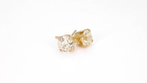2 ct. tw. A Quality Round Diamond Solitaire Earrings in 14K Yellow Gold front view