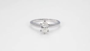 Natural 3/4 ct. tw. Oval Diamond Solitaire Engagement Ring in 14K White Gold close-up detail