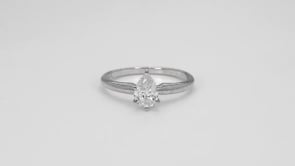 Natural 3/4 ct. tw. Pear Diamond Solitaire Engagement Ring in 14K White Gold close-up detail