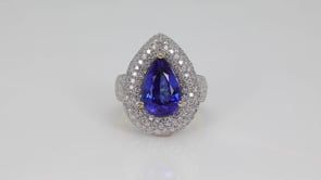 Pear Tanzanite & 2 ct. tw. Diamond Triple Halo Ring in 14K Yellow Gold side profile