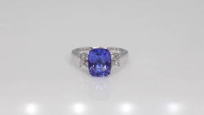 Cushion Tanzanite & 1/3 ct. tw. Diamond Ring in 14K White Gold side profile