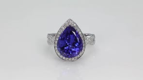 Pear Tanzanite & 7/8 ct. tw. Diamond Halo Twist Ring in 14K White Gold side profile