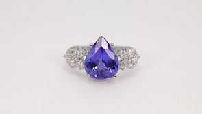 Pear Tanzanite & 5/8 ct. tw. Diamond Ring in 14K White Gold side profile