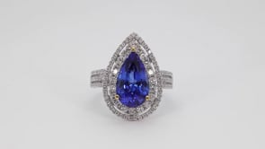 Pear Tanzanite & 2-1/5 ct. tw. Diamond Double Halo Ring in 14K White Gold side profile