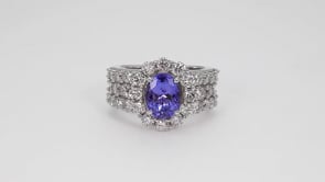 Oval Tanzanite & 2-7/8 ct. tw. Diamond Halo Ring in 14K White Gold side profile