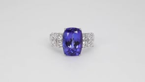 Cushion Tanzanite & 1-1/10 ct. tw. Diamond Ring in 14K White Gold side profile