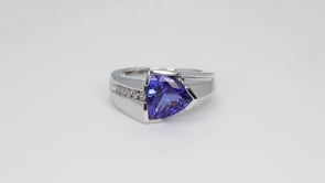 Trillion Tanzanite & 1/5 ct. tw. Diamond Ring in 14K White Gold side profile