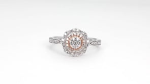 Fairytale Diamonds 3/8 ct. tw. Diamond Round Cluster Double Halo Promise Ring in 10K White & Pink Gold side profile