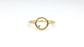 Circle Ring with Diamond Accent in 10K Yellow Gold side profile