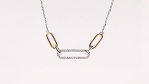 1/8 ct. tw. Diamond Paperclip Necklace in Sterling Silver & 10K Yellow Gold side profile