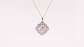 Fairytale Diamonds 3/4 ct. tw. Diamond Scalloped Edge Quatrefoil Pendant in 10K Yellow Gold close-up detail