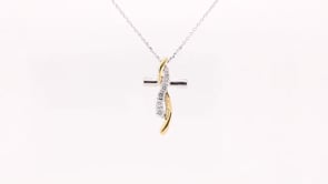 Journey Collection 1/5 ct. tw. Diamond Cross in Sterling Silver & 10K Yellow Gold close-up detail