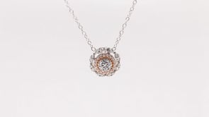 Fairytale Diamonds 1/3 ct. tw. Diamond Round Cluster Double Halo Pendant in 10K White & Pink Gold close-up detail