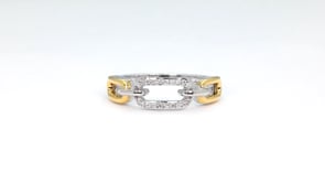 1/10 ct. tw. Diamond Paperclip Ring in Sterling Silver & 10K Yellow Gold full view