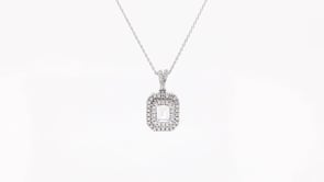 1/3 ct. tw. Emerald Cut Diamond Double Halo Pendant in 10K White Gold close-up detail
