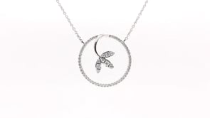 1/3 ct. tw. Diamond Floral Circle Necklace in 10K White Gold close-up detail