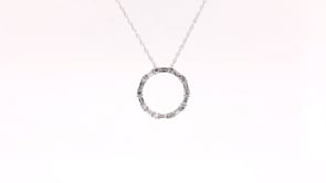 1/4 ct. tw. Round & Baguette Diamond Circle Pendant in 10K White Gold side profile