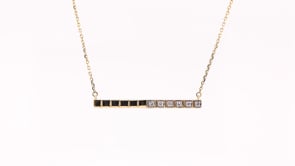 Diamond Accent Cubed Bar Necklace in 10K Yellow Gold close-up detail