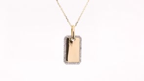Demi Fine 1/6 ct. tw. Diamond Dog Tag Pendant in 10K Yellow Gold close-up detail