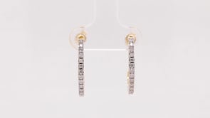 3/8 ct. tw. Diamond J-Hoops with Enamel Side Inlay in 10K Yellow Gold close-up detail