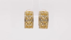 5/8 ct. tw. Diamond Floral Wide Hoop Earrings with Milgrain Detailing in 14K Yellow Gold front view