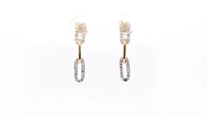 Demi Fine 1/4 ct. tw. Diamond Paperclip Dangle Earrings in 10K Yellow Gold close-up detail