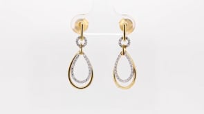 1/4 ct. tw. Diamond Double Pear-Shaped Drop Earrings in 10K Yellow Gold close-up detail