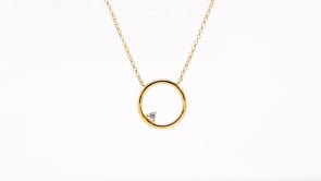 Circle Necklace with Diamond Accent in 10K Yellow Gold close-up detail