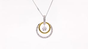 1/5 ct. tw. Diamond Double Circle Pendant with Miracle Plate in Sterling Silver & 10K Yellow Gold side profile