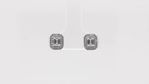 5/8 ct. tw. Emerald Cut Diamond Double Halo Earrings in 10K White Gold front view