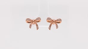Love Knot 1/10 ct. tw. Diamond Bow Earrings in 10K Pink Gold side profile