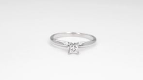 1/4 ct. tw. A Quality Princess Cut Diamond Solitaire Engagement Ring in 14K White Gold close-up detail