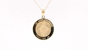 Saint Jude Medal Pendant in 14K Yellow Gold front view