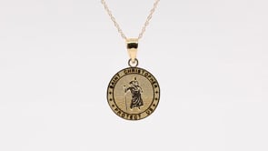 Saint Christopher Medal Pendant in 14K Yellow Gold front view