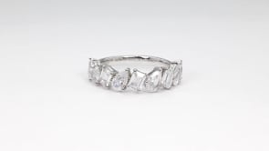 Adamante 2-1/2 ct. tw. Lab-Grown Pear & Emerald Cut Diamond Ring in 14K White Gold close-up detail