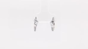 Adamante 3/4 ct. tw. Lab-Grown Round & Pear Diamond Huggie Hoop Earrings in 10K White Gold close-up detail