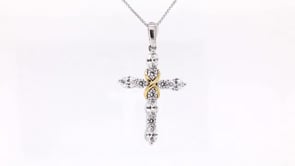 Infinite Love 1 ct. tw. Lab-Grown Diamond Infinity Cross Pendant in 10K White & Yellow Gold close-up detail