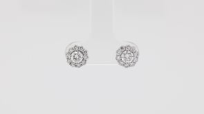 Adamante 1 ct. tw. Lab-Grown Round Diamond Halo Earrings in 14K White Gold front view