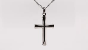 Stainless Steel Beveled Cross Pendant close-up detail